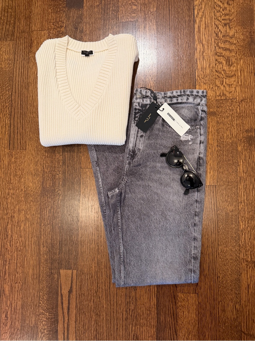rag & bone Black-Grey Acid Wash Skinny Jeans